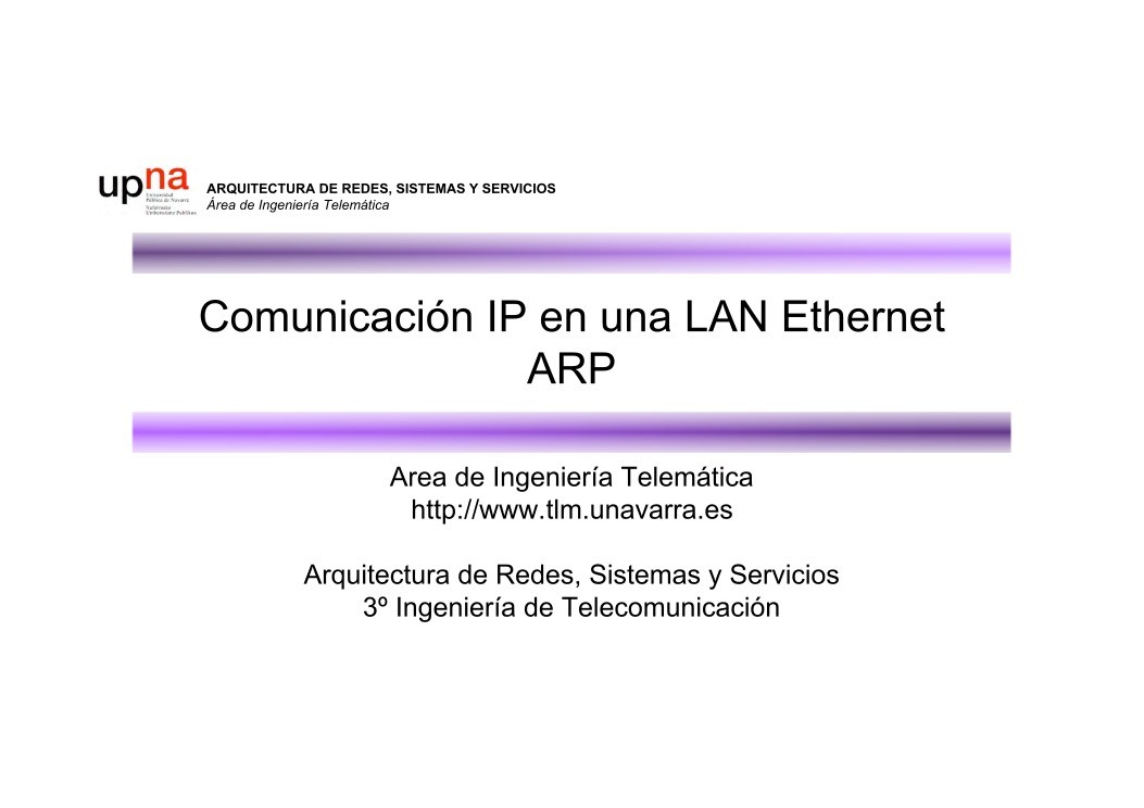 Imágen de pdf Comunicación IP en una LAN Ethernet ARP