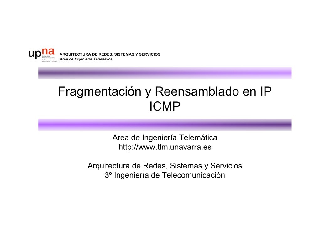 Imágen de pdf Fragmentación y Reensamblado en IP ICMP