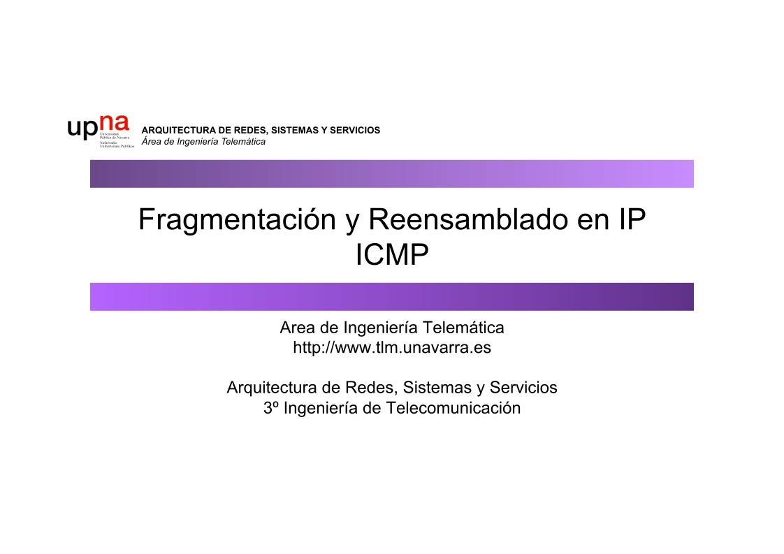 Imágen de pdf Fragmentación y Reensamblado en IP ICMP