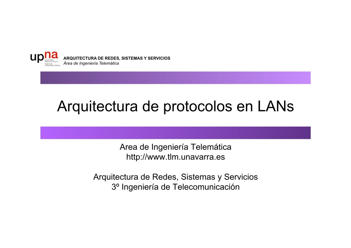 Imágen de pdf Arquitectura de protocolos en LANs