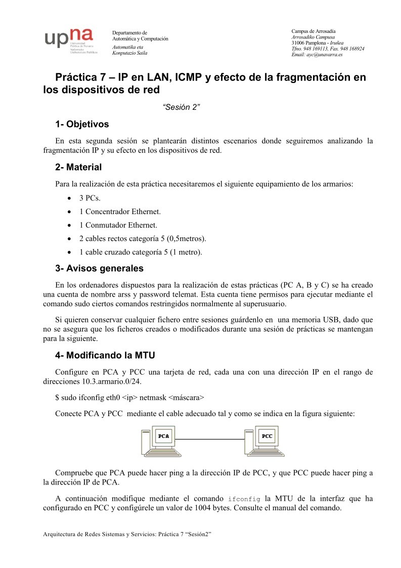 Imágen de pdf Práctica 7 – IP en LAN, ICMP y efecto de la fragmentación en los dispositivos de red