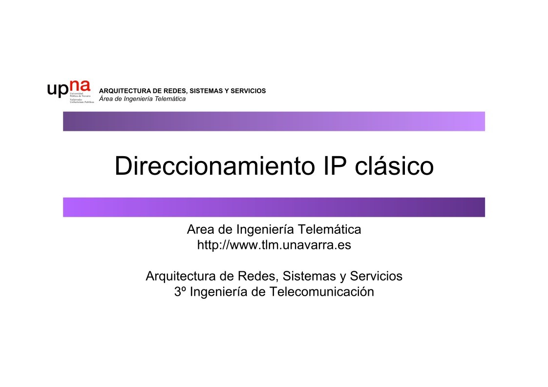Imágen de pdf Direccionamiento IP clásico