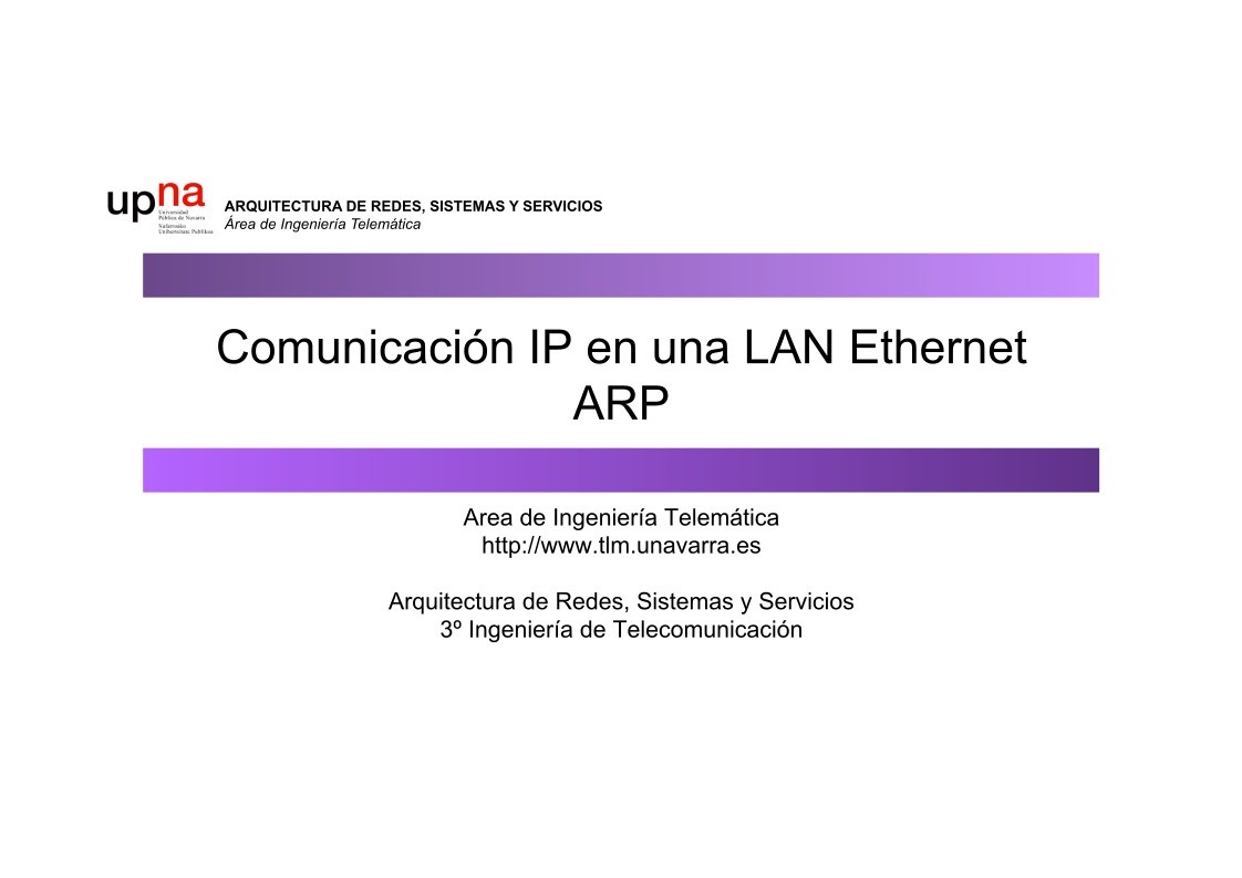 Imágen de pdf Comunicación IP en una LAN Ethernet ARP