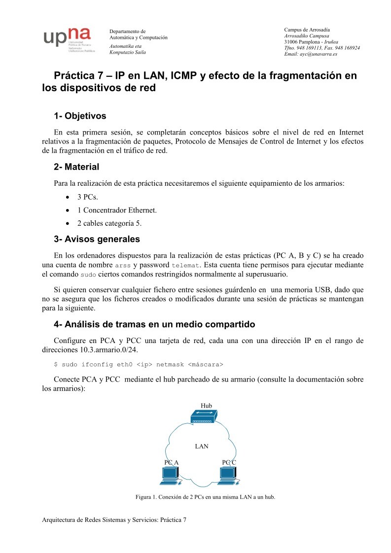 Imágen de pdf Práctica 7 – IP en LAN, ICMP y efecto de la fragmentación en los dispositivos de red