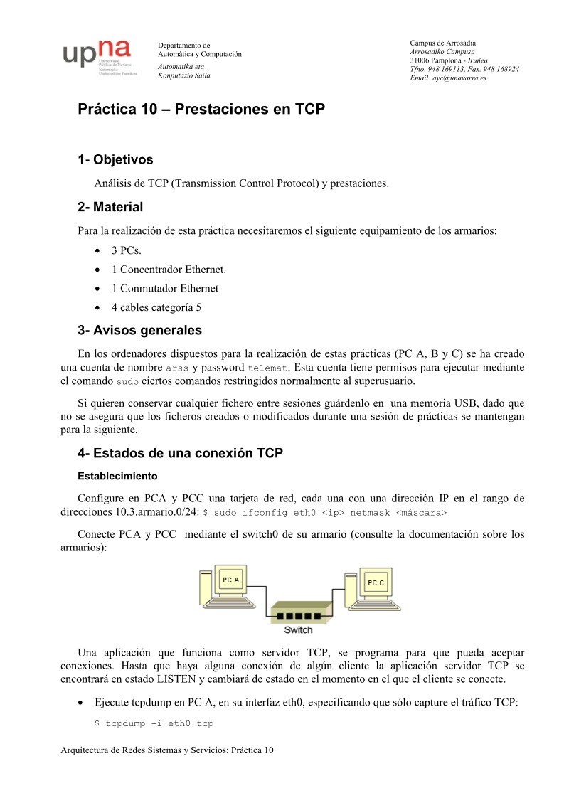 Imágen de pdf Práctica 10 – Prestaciones en TCP