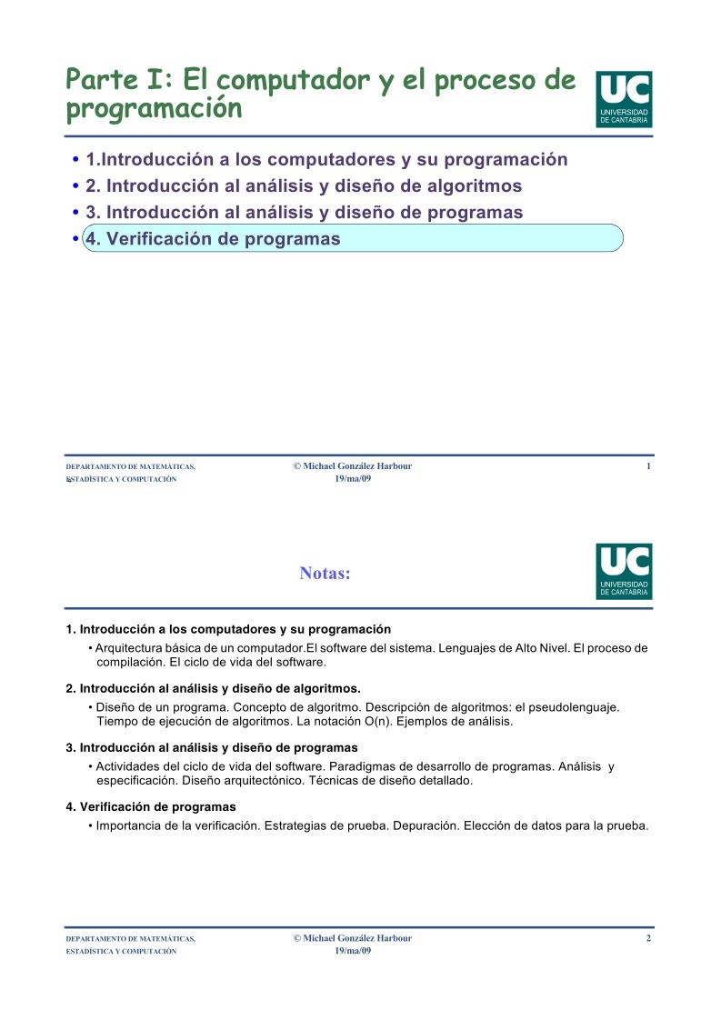 Imágen de pdf Parte I: El computador y el proceso de programación - 4. Verificación de programas