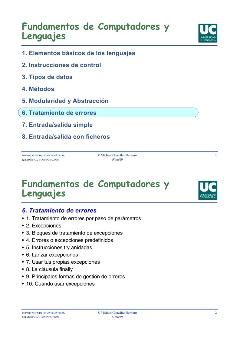 Imágen de pdf Fundamentos de Computadores y Lenguajes - 6. Tratamiento de errores