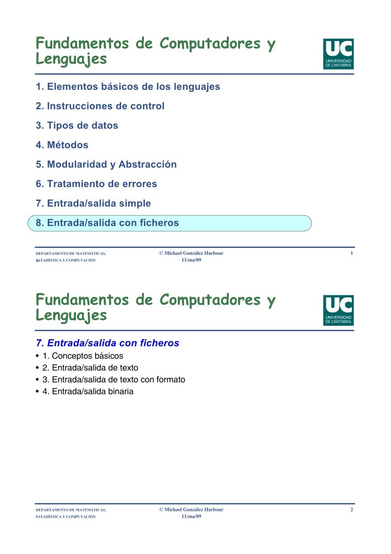 Imágen de pdf Fundamentos de Computadores y Lenguajes - 8. Entrada/salida con ficheros