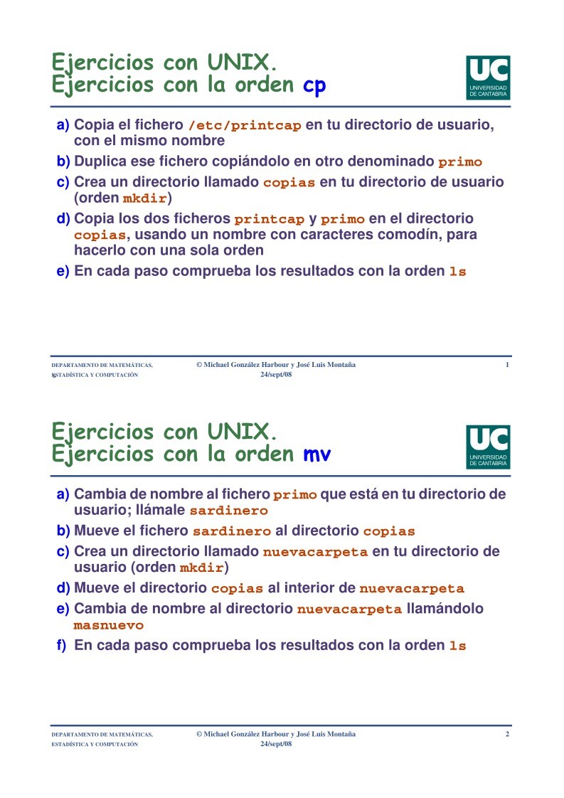 Imágen de pdf Ejercicios con UNIX - Orden co, mv y rm