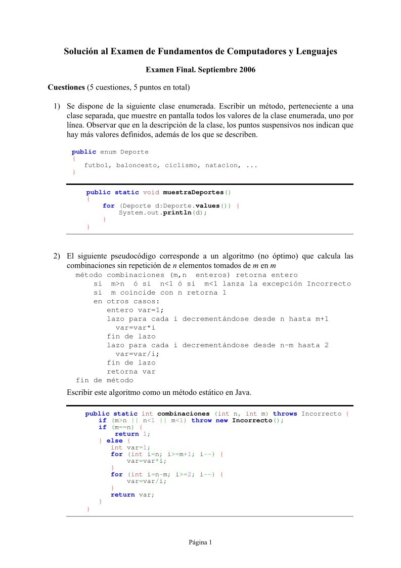 Imágen de pdf Solución al Examen de Fundamentos de Computadores y Lenguajes