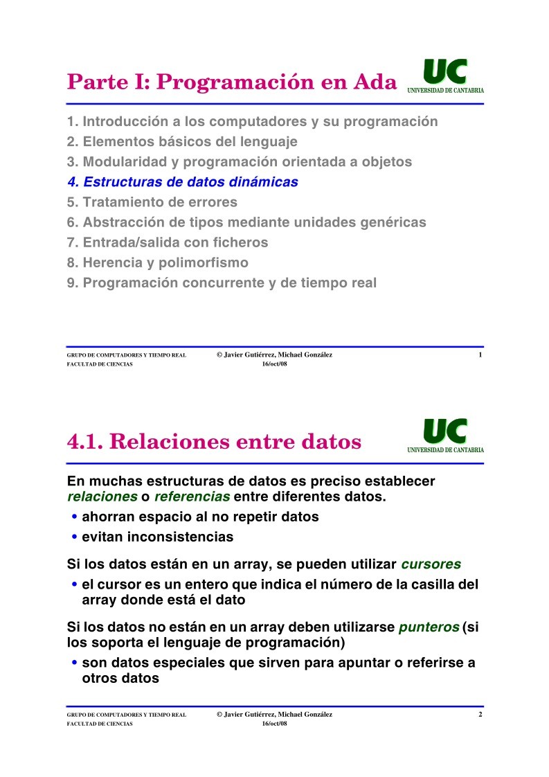 Imágen de pdf Parte I: Programación en Ada - 4. Estructuras de datos dinámicas