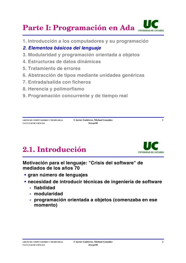 Imágen de pdf Parte I: Programación en Ada - 2. Elementos básicos del lenguaje