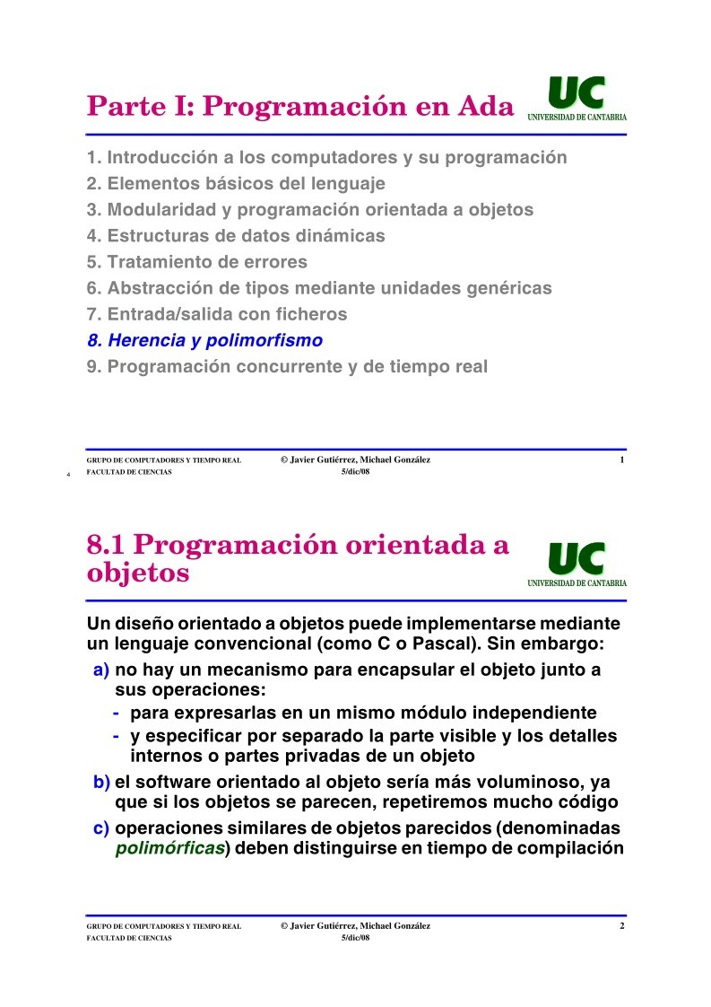 Imágen de pdf Parte I: Programación en Ada - 8. Herencia y polimorfismo