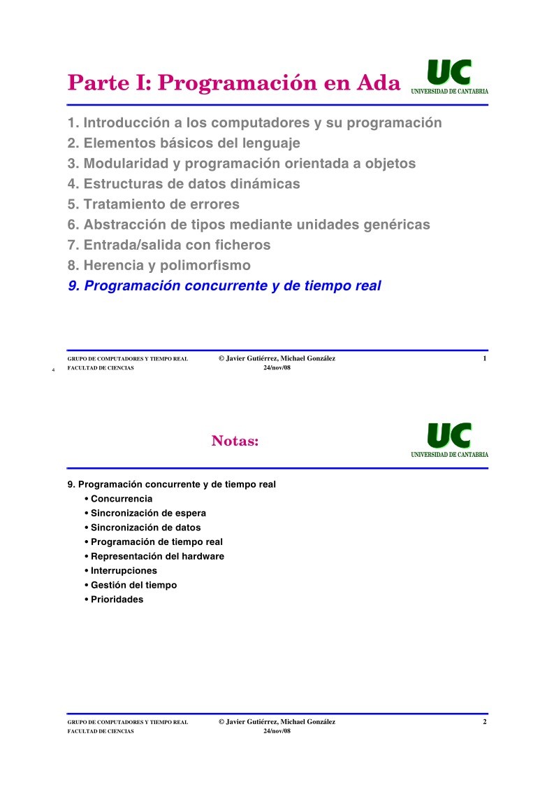 Imágen de pdf Parte I: Programación en Ada - 9. Programación concurrente y de tiempo real