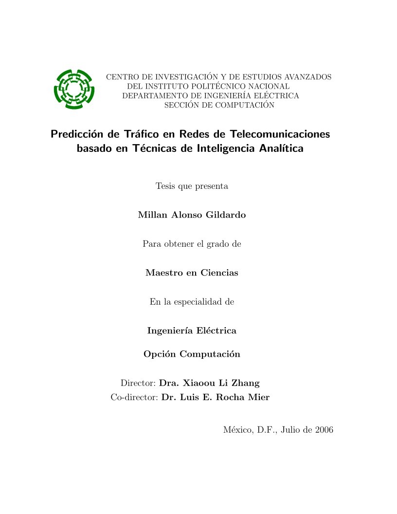 Imágen de pdf Predicción de Tráfico en Redes de Telecomunicaciones basado en Técnicas de Inteligencia Analítica