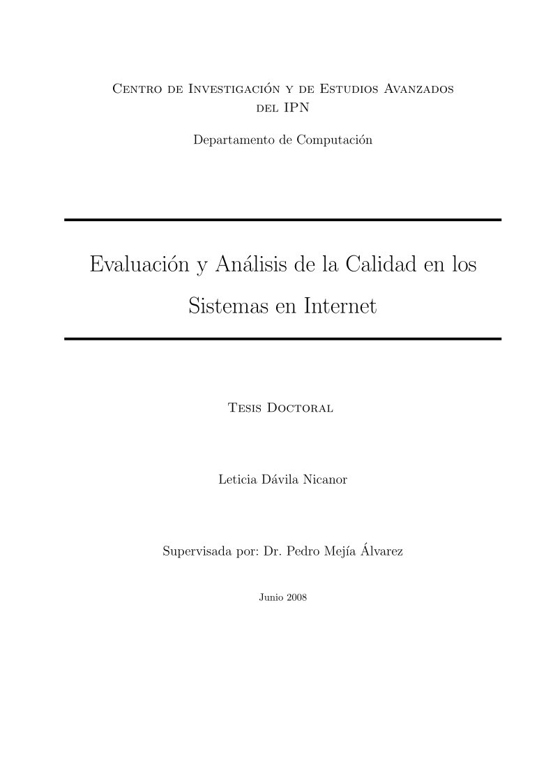 Imágen de pdf Evaluación y Análisis de la Calidad en los Sistemas en Internet