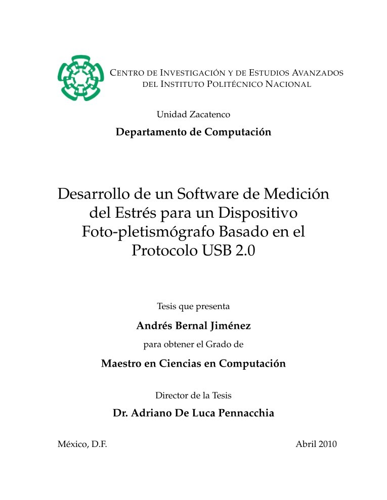 Imágen de pdf Desarrollo de un Software de Medición del Estrés para un Dispositivo Foto-pletismógrafo Basado en el Protocolo USB 2.0