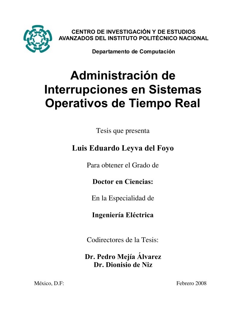 Imágen de pdf Administración de Interrupciones en Sistemas Operativos de Tiempo Real