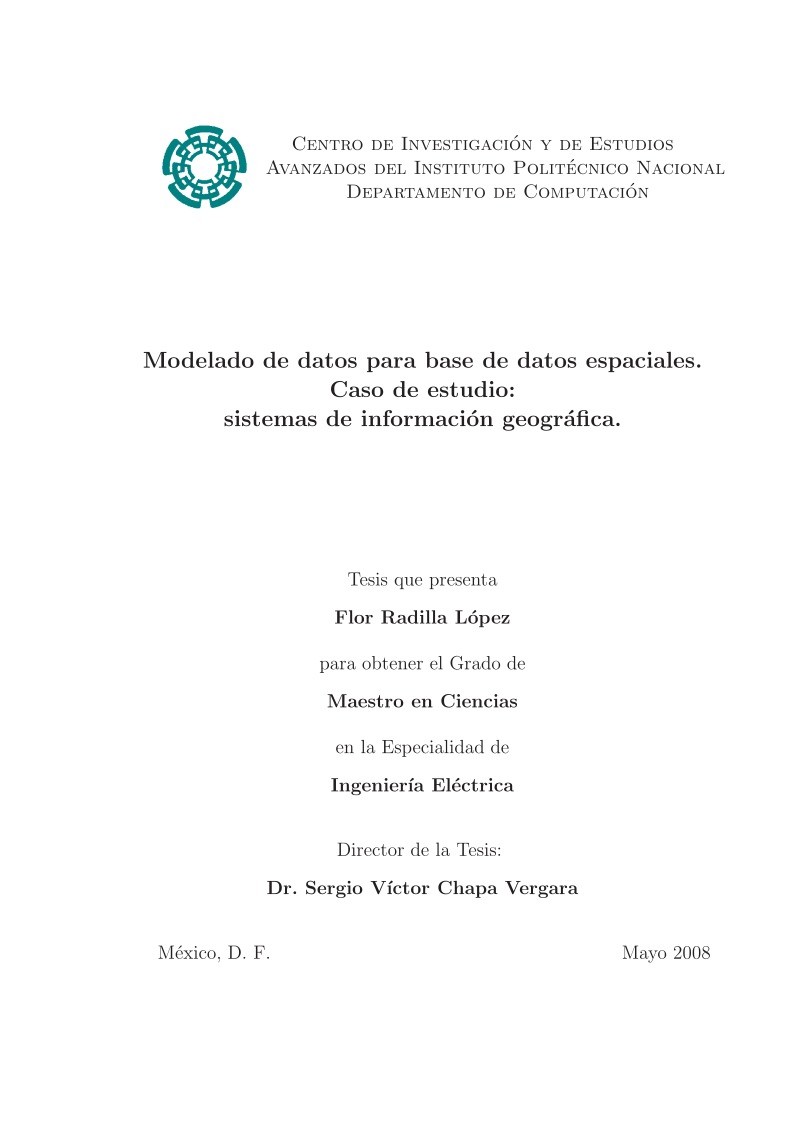 Imágen de pdf Modelado de datos para base de datos espaciales. Caso de estudio: sistemas de información geográfica