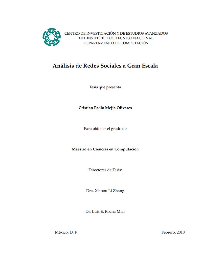Imágen de pdf Análisis de Redes Sociales a Gran Escala