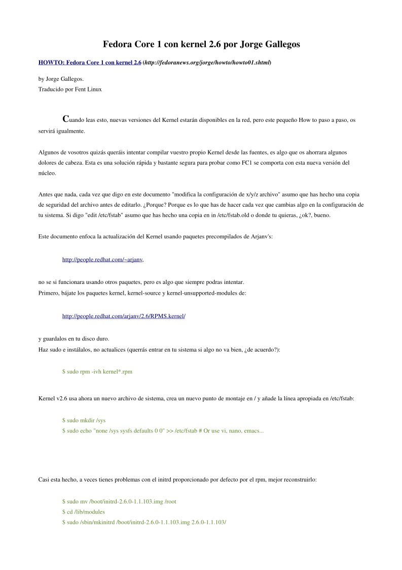 Imágen de pdf Fedora Core 1 con kernel 2.6 por Jorge Gallegos