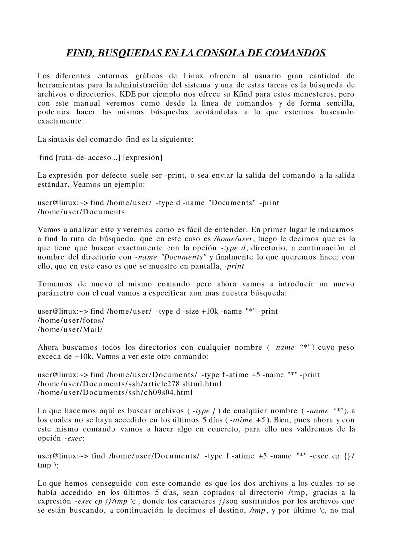 Imágen de pdf FIND, BUSQUEDAS EN LA CONSOLA DE COMANDOS