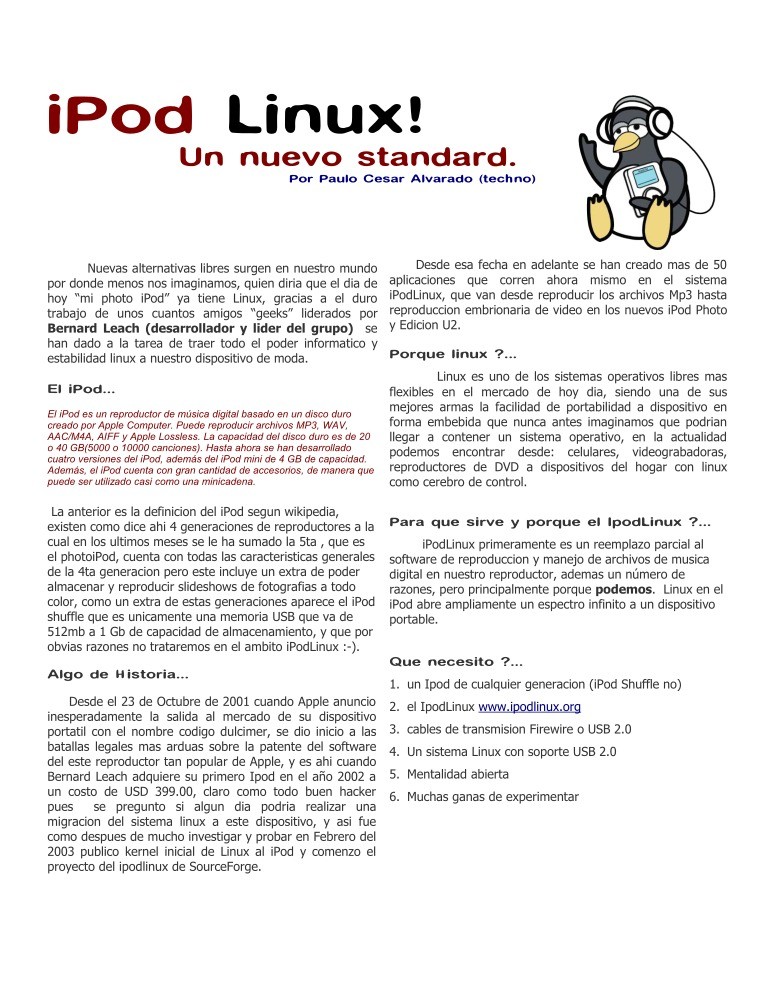 Imágen de pdf iPod Linux! Un nuevo standard