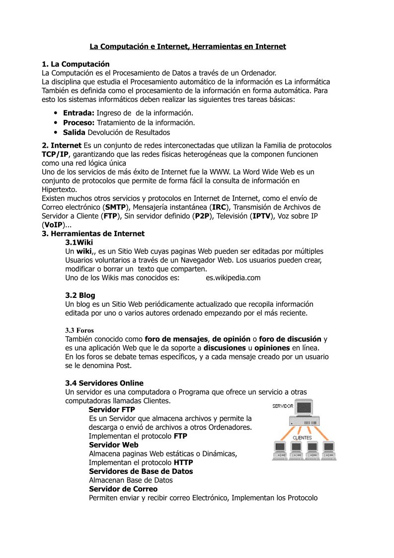 Imágen de pdf La Computación e Internet, Herramientas de Internet