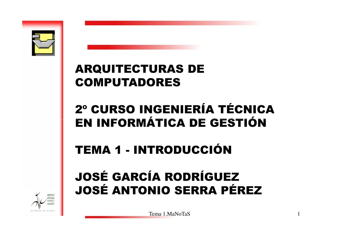 Imágen de pdf TEMA 1 - INTRODUCCIÓN - 2º CURSO INGENIERÍA TÉCNICA EN INFORMÁTICA DE GESTIÓN