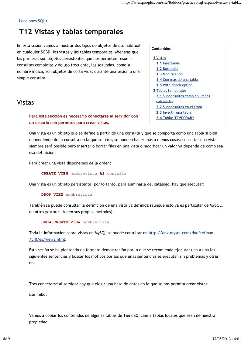 Imágen de pdf Lecciones SQL - T12 Visitas y tablas temporales