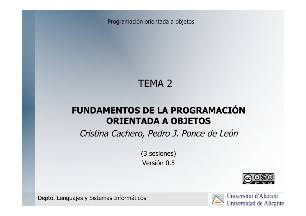 Imágen de pdf Tema 2 - Fundamentos de la programación orientada a objetos