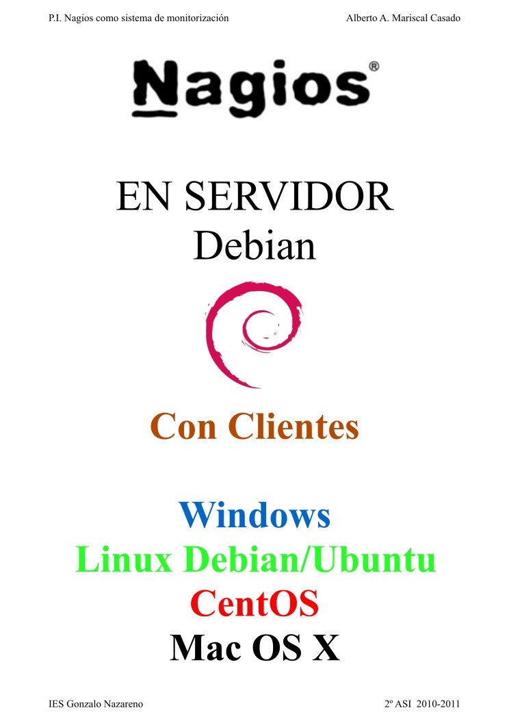 Imágen de pdf Nagios en servidor Debian con clientes Windows, Linux Debian/Ubuntu, CentOS y Mac OSX