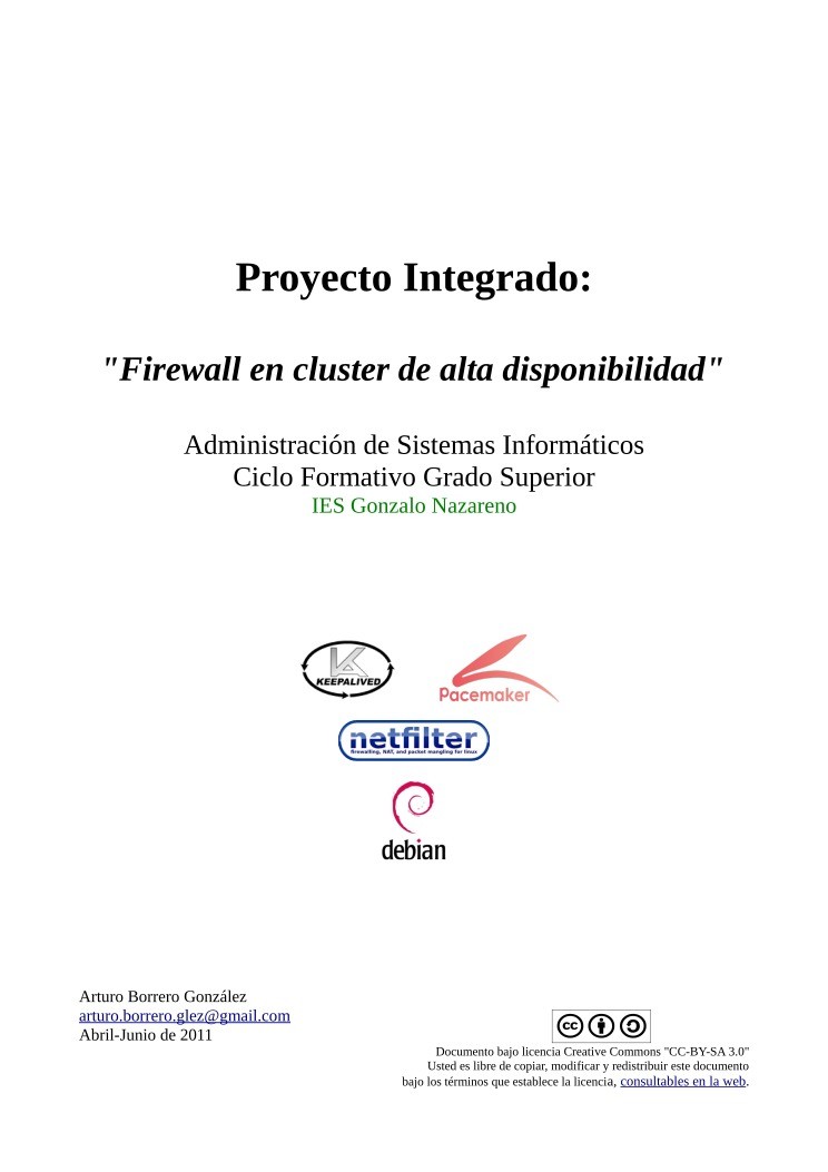 Imágen de pdf proyecto integrado: Firewall en cluster de alta disponibilidad