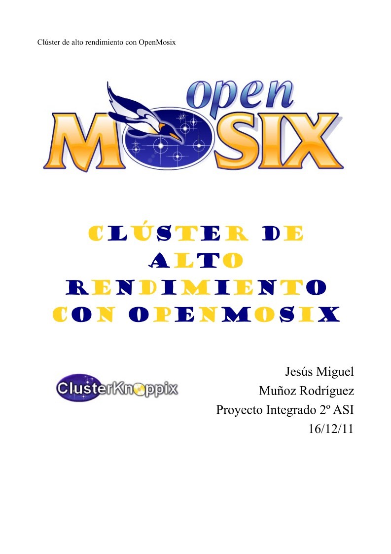 Imágen de pdf Clúster de alto rendimiento con OpenMosix