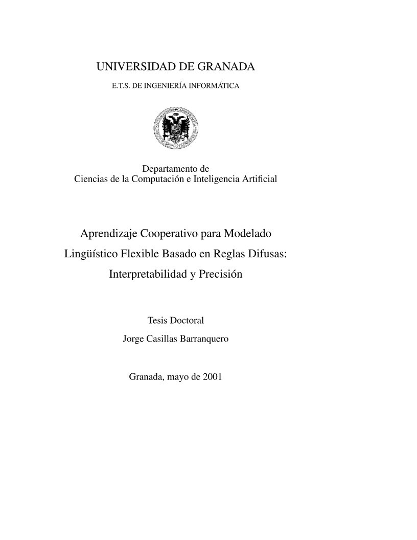 Imágen de pdf Aprendizaje Cooperativo para Modelado Lingüístico Flexible Basado en Reglas Difusas: Interpretabilidad y Precisión