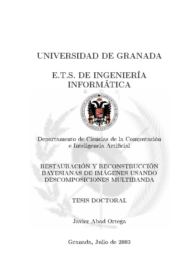 Imágen de pdf RESTAURACIÓN Y RECONSTRUCCIÓN BAYESIANAS DE IMÁGENES USANDO DESCOMPOSICIONES MULTIBANDA