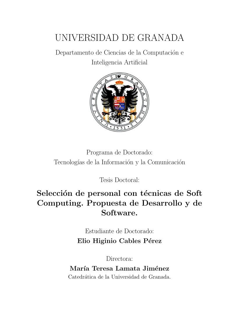 Imágen de pdf Selección de personal con técnicas de Soft Computing. Propuesta de Desarrollo y de Software