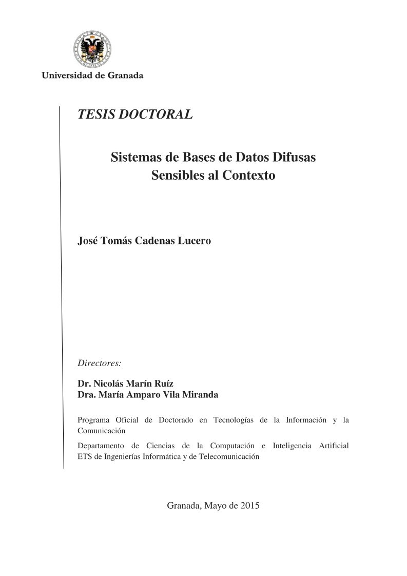 Imágen de pdf Sistemas de Bases de Datos Difusas Sensibles al Contexto