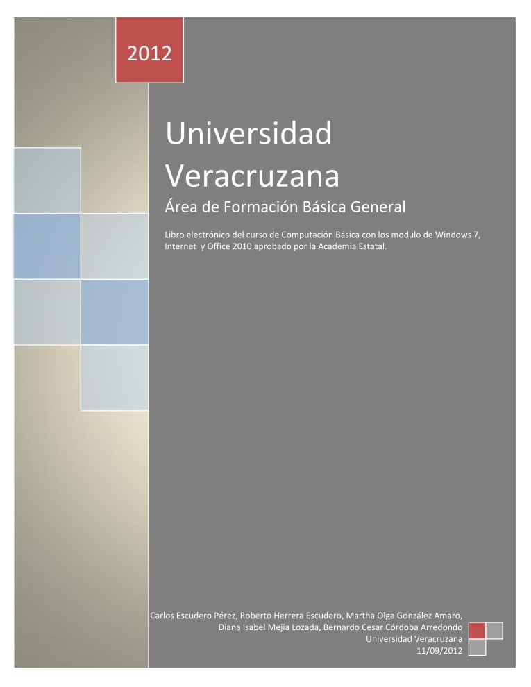 Imágen de pdf Libro electrónico del curso de Computación Básica con los modulo de Windows 7, Internet y Office 2010 aprobado por la Academia Estatal