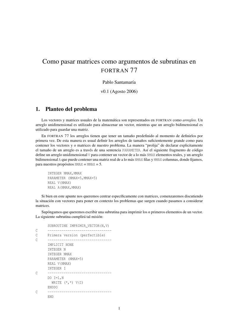 Imágen de pdf Como pasar matrices como argumentos de subrutinas en FORTRAN 77