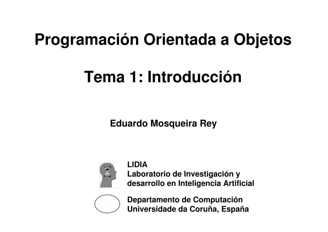 Imágen de pdf Programación Orientada a Objetos - Tema 1: Introducción