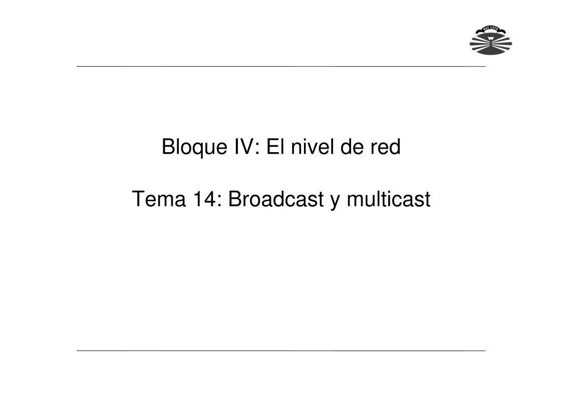 Imágen de pdf Tema 14 - Broadcast y multicast