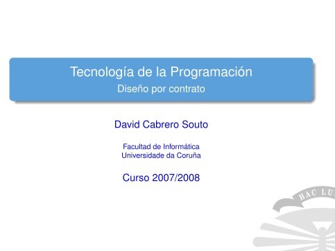 Imágen de pdf Diseño por contrato - Tecnología de la Programación