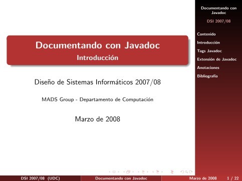Imágen de pdf Documentando con Javadoc - Introducción