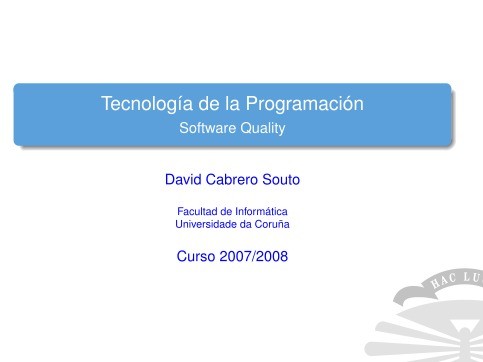 Imágen de pdf Software Quality - Tecnología de la Programación