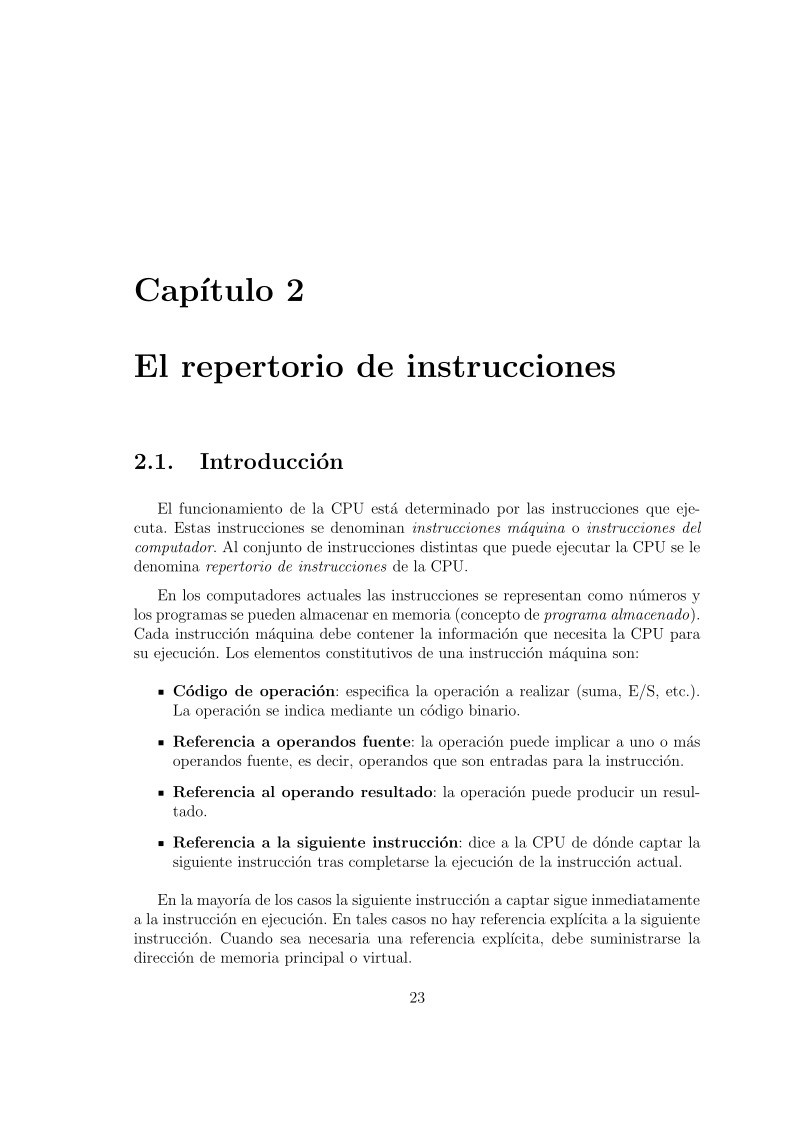 Imágen de pdf Capítulo 2 - El repertorio de instrucciones