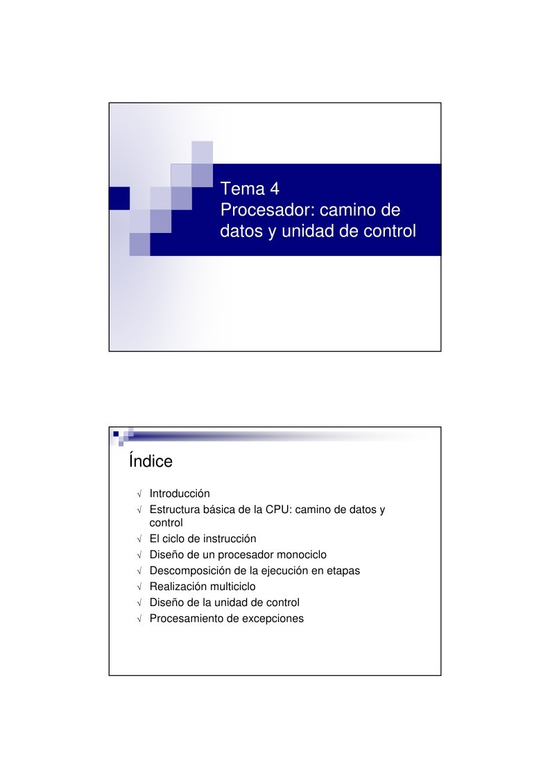 Imágen de pdf Tema 4 Procesador: camino de datos y unidad de control