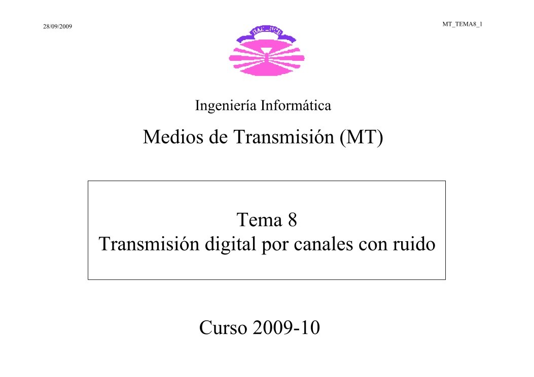 Imágen de pdf Tema 8 - Transmisión digital por canales con ruido