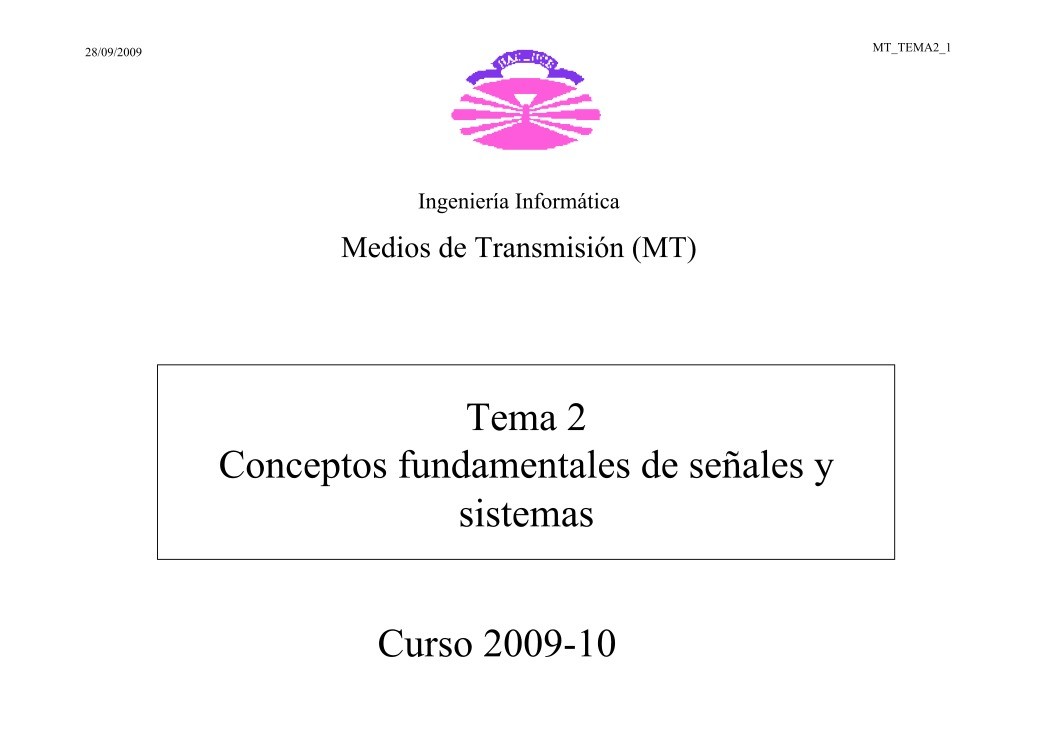 Imágen de pdf Tema 2 - Conceptos fundamentales de señales y sistemas