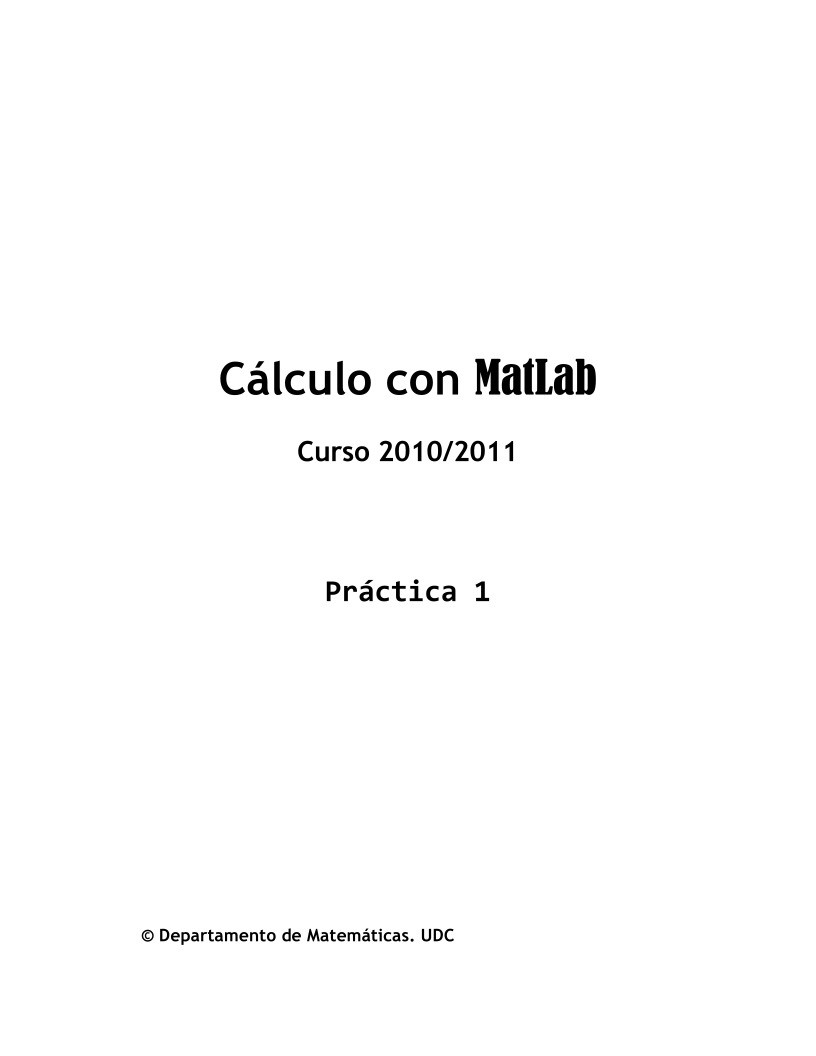Imágen de pdf Cálculo con MatLab - Práctica 1